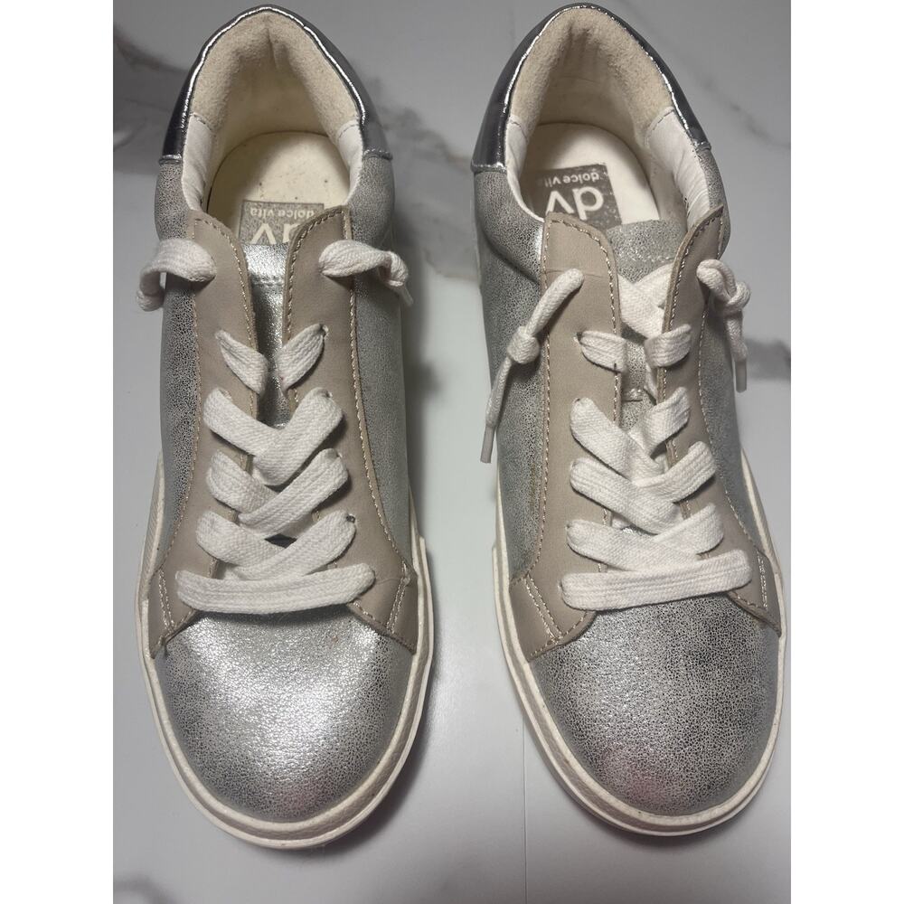 Dolce Vita Zina Sneakers Shoes Helix Women’s Size 6.5 Silver Beige Lace Up